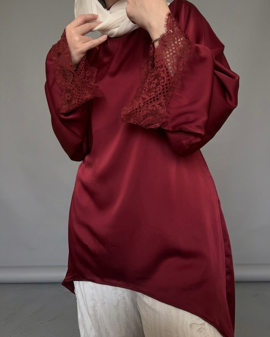 Satin Lace Dream ( Dark Red )